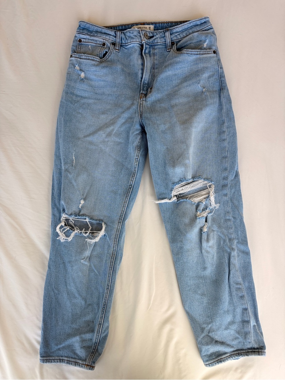 Abercrombie & Fitch Light Blue Distressed Boyfriend Jeans